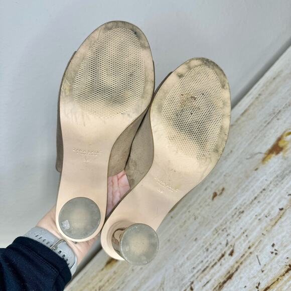 Zara Basic Collection Beige Vegan Clear Heeled Mules 7.5 - Picture 10 of 13